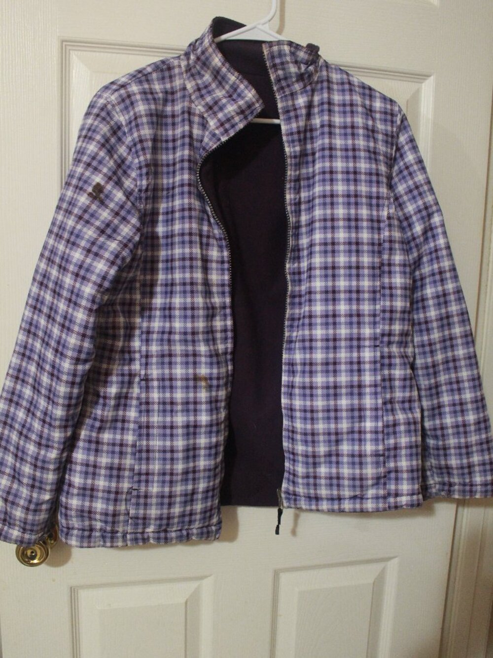 Purple Plaid Reversible Fleece Full-Zip Jacket